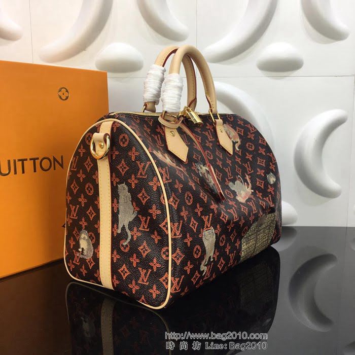 路易威登LV 頂級原單 2019早春系列 Speedy30手袋 飾有活潑可愛的貓犬圖案 風格休閒 手提斜挎包 M44400  YDH2499